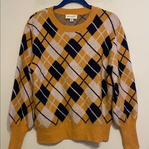 Argyle Sweater in Mustard and Black. Good condition